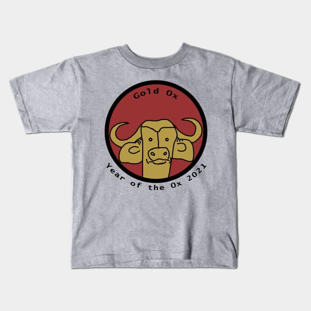 Portrait of a Gold Ox 2021 Kids T-Shirt by ellenhenryart